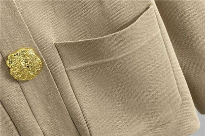 Autumn Winter Women Knit 2 Piece Set New Large Gold Button V-neck Cardigan Coats+High Waist Baggy Wide Leg Pants Sweater Suits