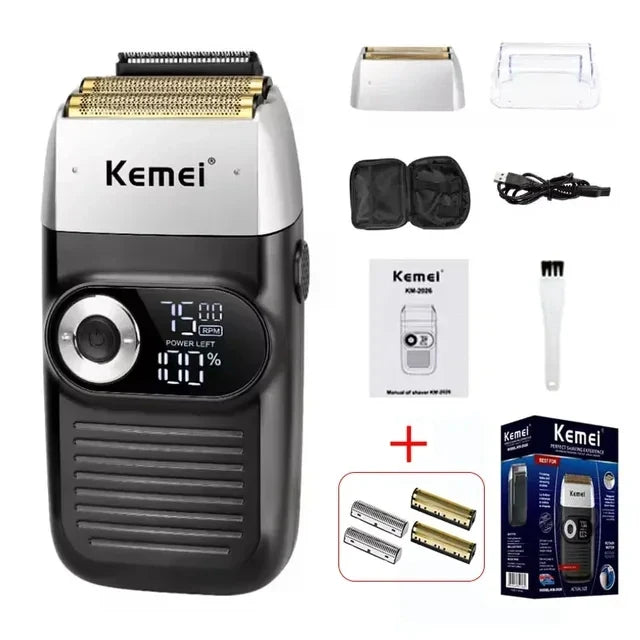 Kemei Professional Hair Clipper – LCD Display, Cordless Electric Trimmer