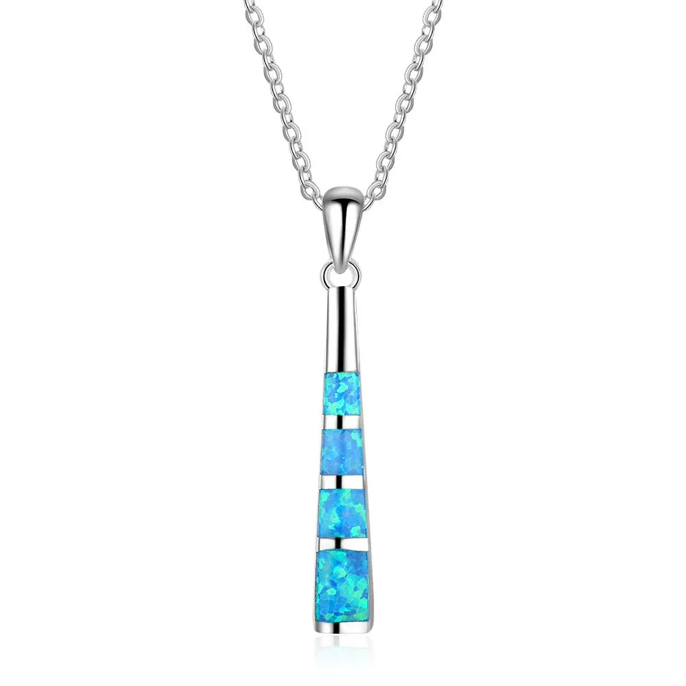 Boho Fashion Sea Animal Dolphin Pendant Necklace for Women Girl Inlay Imitation Blue Opal Necklace Wedding Party Jewelry