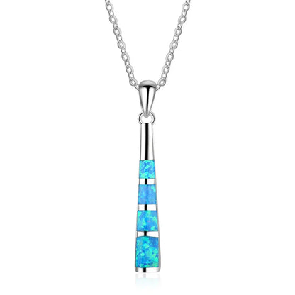 Boho Fashion Sea Animal Dolphin Pendant Necklace for Women Girl Inlay Imitation Blue Opal Necklace Wedding Party Jewelry