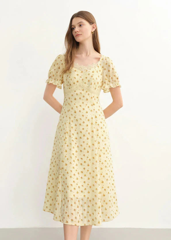 Plus Size Floral Lace Dress Tailored Summer Midi