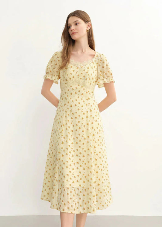Plus Size Floral Lace Dress Tailored Summer Midi