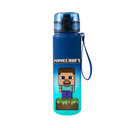 650ML Game MC Pixel Style Water Blue Bottle Portable Water Cup Large Capacity Sports Outdoor Plastic Leak-Proof Water Bottle