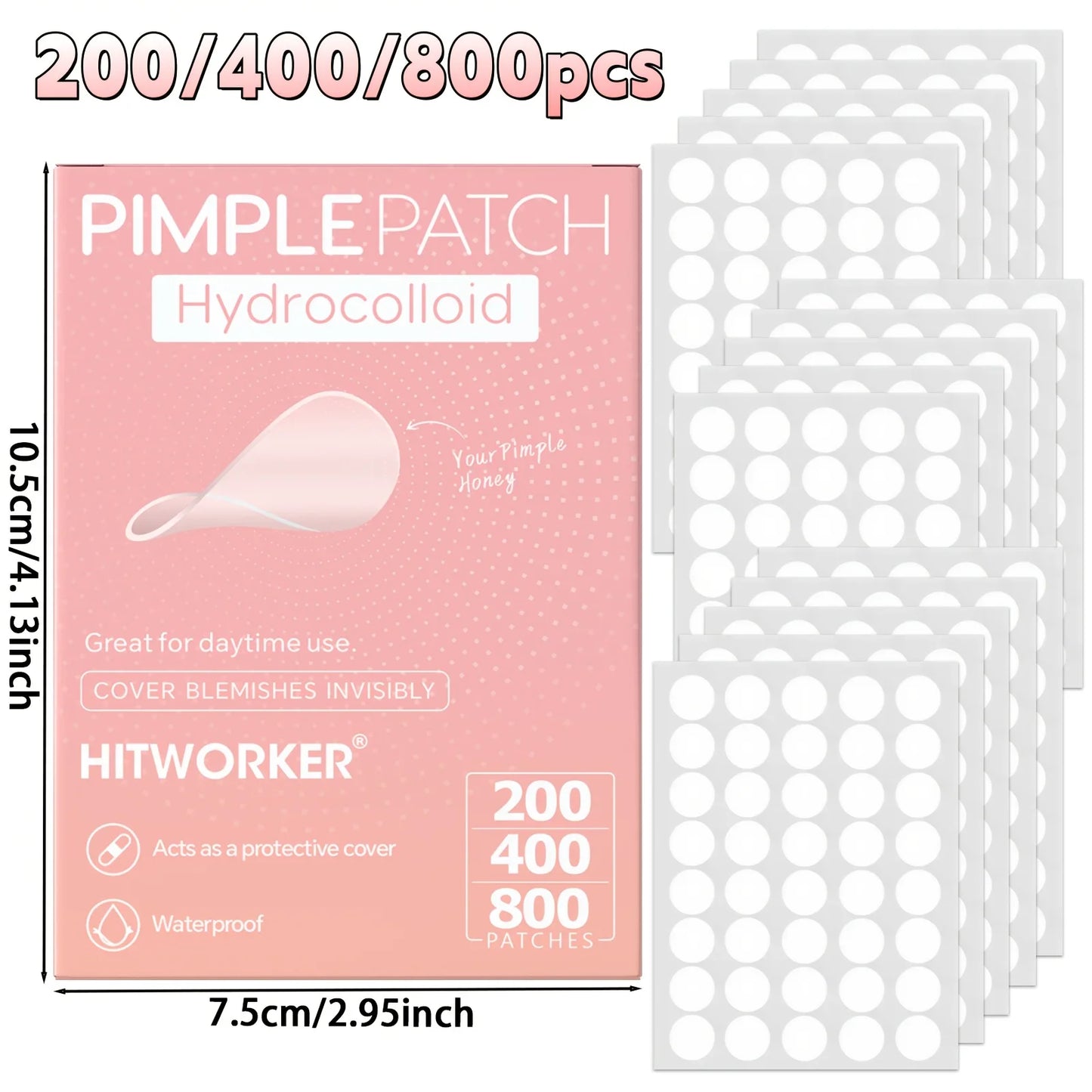 HITWORKER Hydrocolloid Acne Patches | Round Pimple Dots (200–800 pcs)