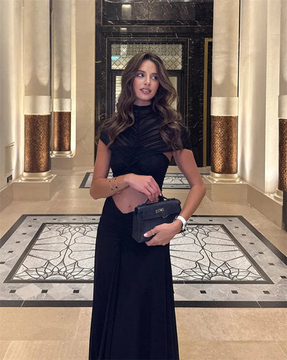 Elite Short Sleeve High Waist Maxi Party Dress