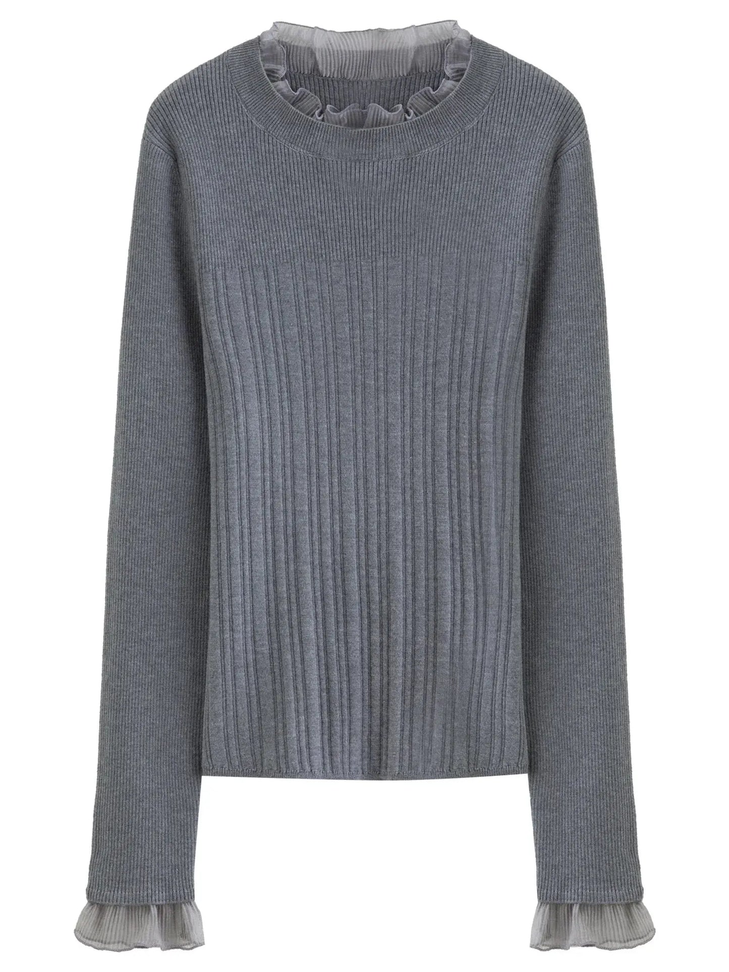 Chic Plus Size Lace Collar Knit Top - Winter Base Layer