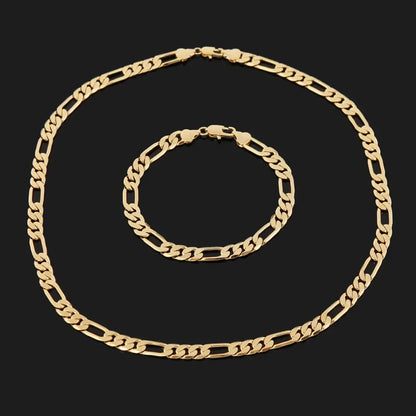 925 Sterling Silver & 18K Gold Bracelet & Necklace Set – 6mm Geometric