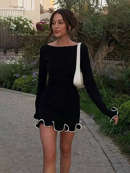 Knit Long Sleeve Mini Dress