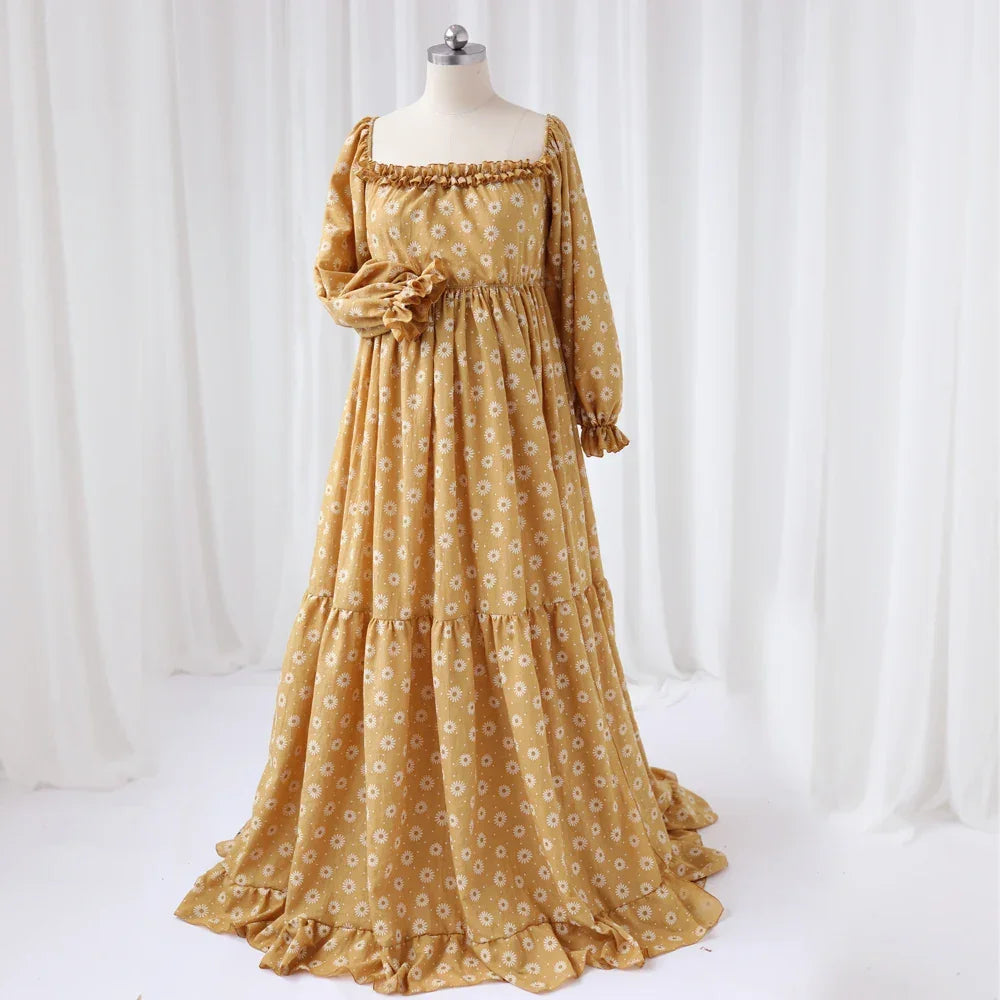 Daisy Printed Cotton Maternity Photo Shoot Gown