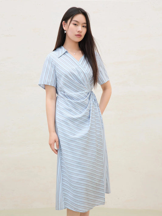 Surplice Midi Shirt Dress Summer Office & Casual