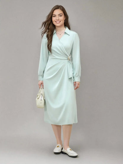 Plus Size Metal Detail Long Dress Spring Fashion