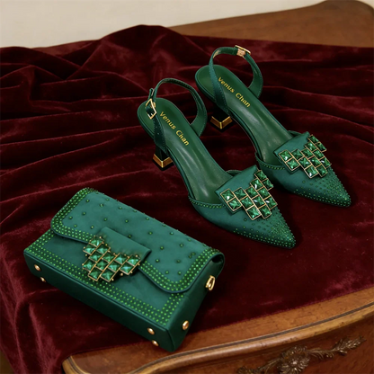 Italian Design Women's High Heels & Matching Bag Set EDS70