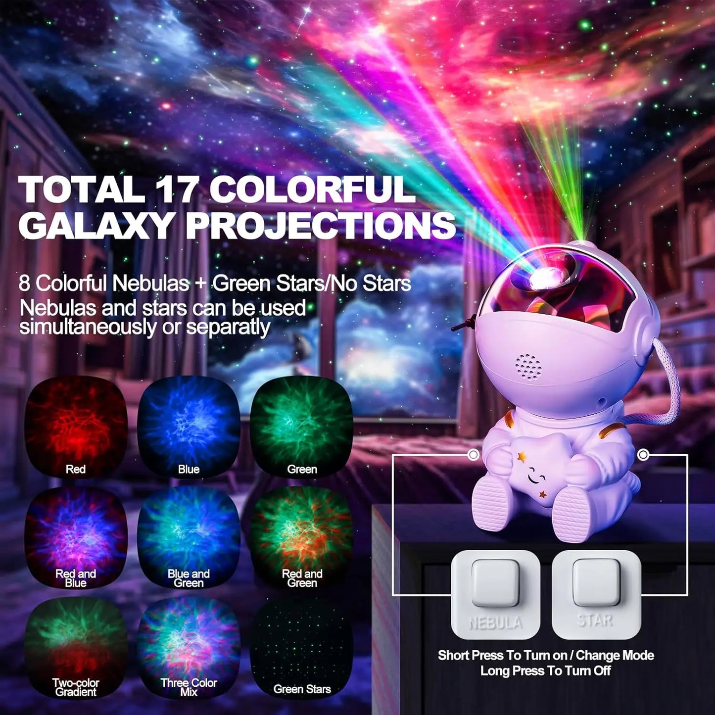 Astronaut Star Projector Lamp, suitable for multi-room decoration, a great gift, and a perfect starry night light for bedroom de