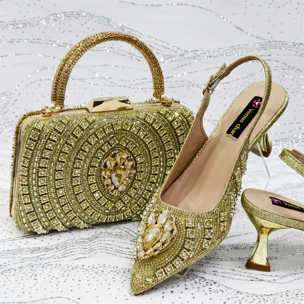 Italian Butter-fly Design Wedding Shoes with Bag Set EDS59