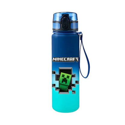 650ML Game MC Pixel Style Water Blue Bottle Portable Water Cup Large Capacity Sports Outdoor Plastic Leak-Proof Water Bottle