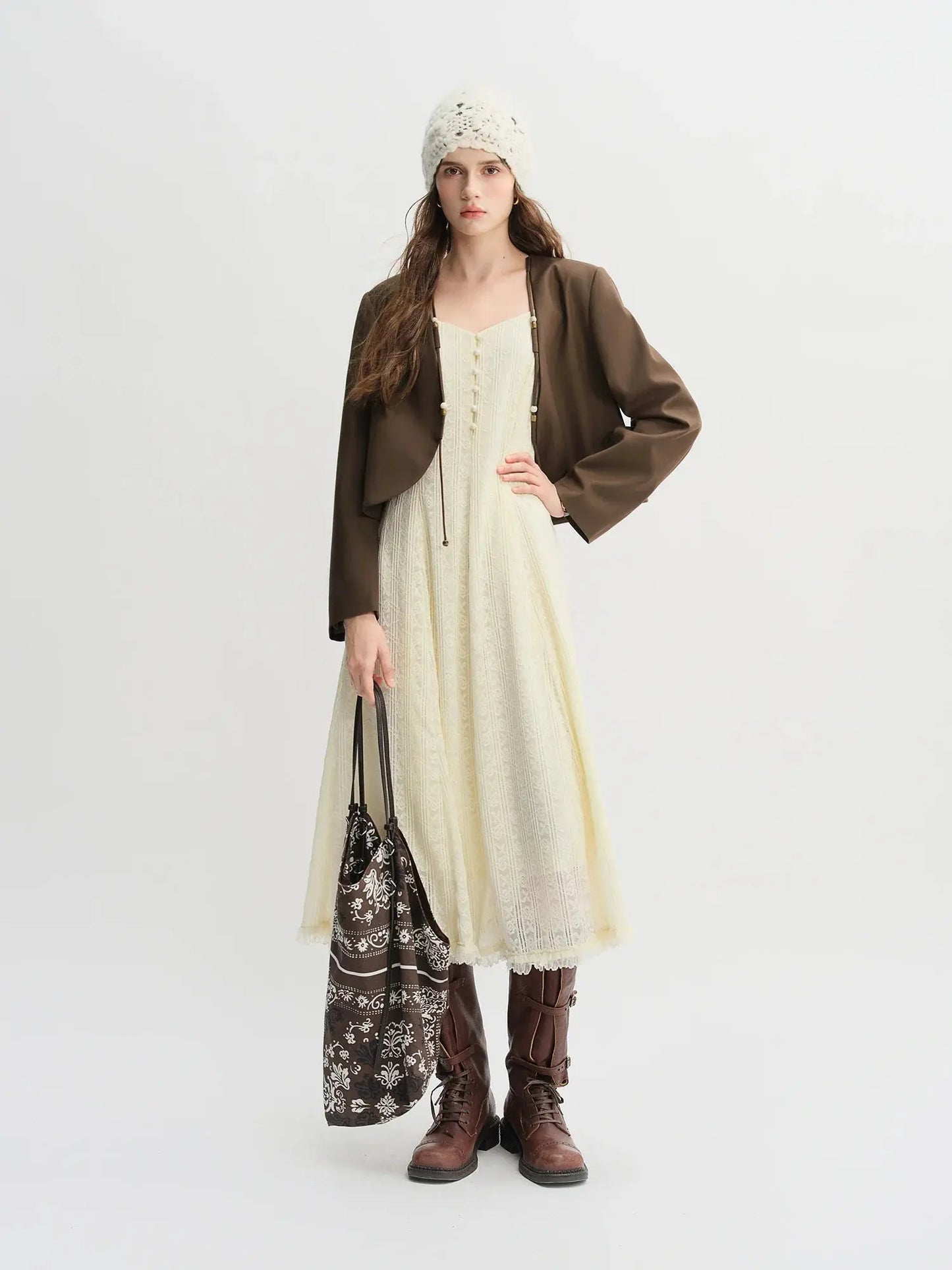 Plus Size Autumn Jacket: Beaded Detail & Curved Hem