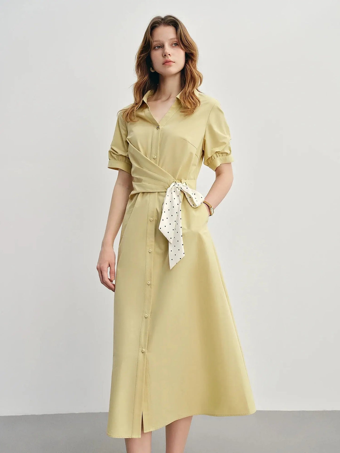 Tailored Tie-Front Shirt Dress in Slim Fit