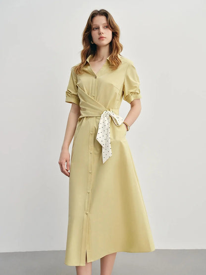 Tailored Tie-Front Shirt Dress in Slim Fit