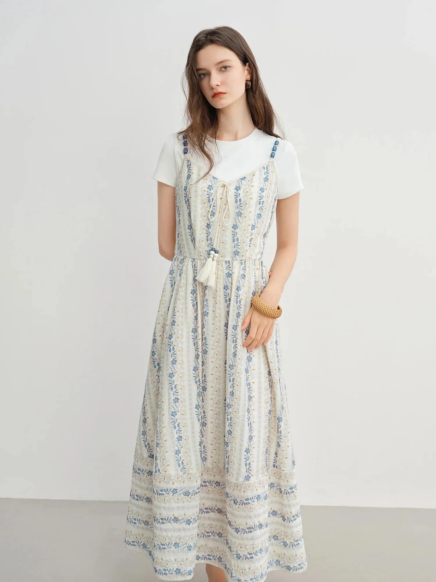 Textured Bead Sundress Fluid Tassel Resort Wear