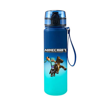 650ML Game MC Pixel Style Water Blue Bottle Portable Water Cup Large Capacity Sports Outdoor Plastic Leak-Proof Water Bottle