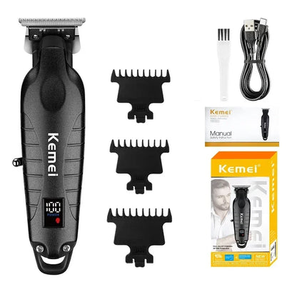 Kemei Professional Hair Clipper – LCD Display, Cordless Electric Trimmer