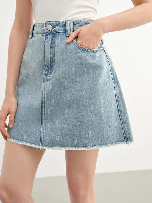 Plus Size High-Waist Denim Skirt