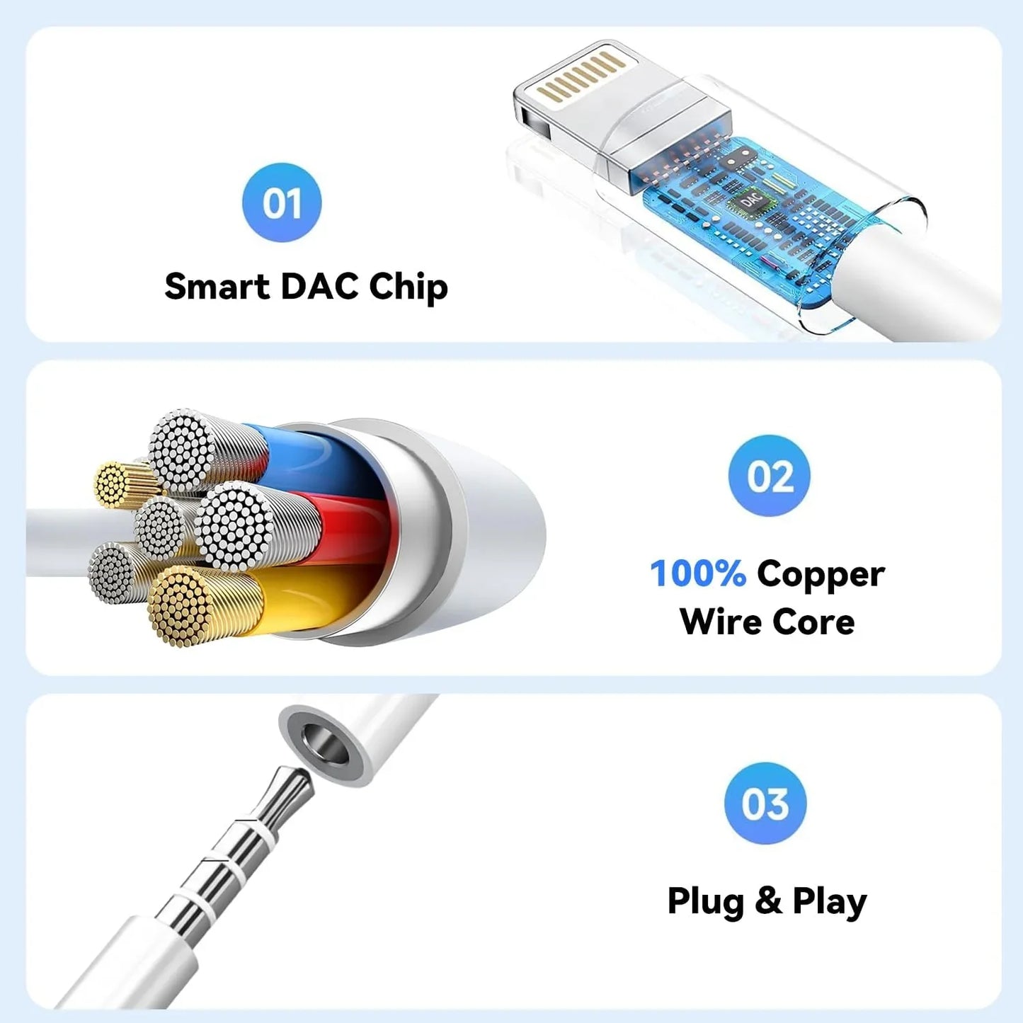 For Lightning to 3.5mm Jack AUX Audio Cable Adapter for iPhone 11/12/13/14 pro Max/SE 2020/XS/XR/X/8/7 - IOS Headphone Adapter