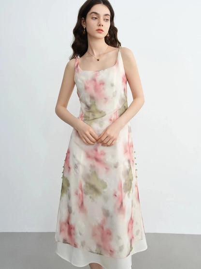 Plus Size Flocked Blush Strap Dress Romantic Summer Date