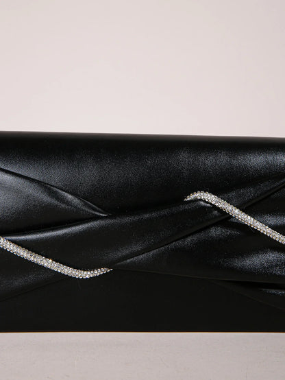 Hand Clutch Bag & Evening Clutch Bag for Women | Sparkling Crystal Rope Ruched Handbags & Glitter Envelope Purse for Party Girls