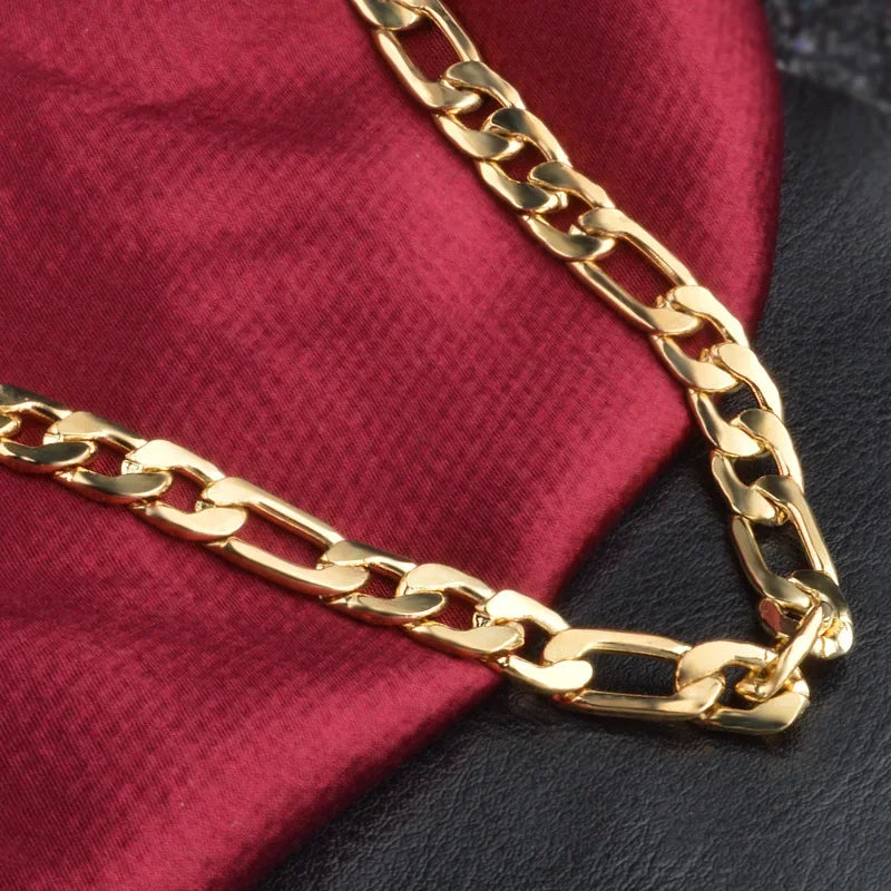 925 Sterling Silver & 18K Gold Bracelet & Necklace Set – 6mm Geometric