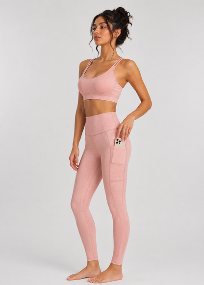 Stretch Heather Pocket Legging Made in USA