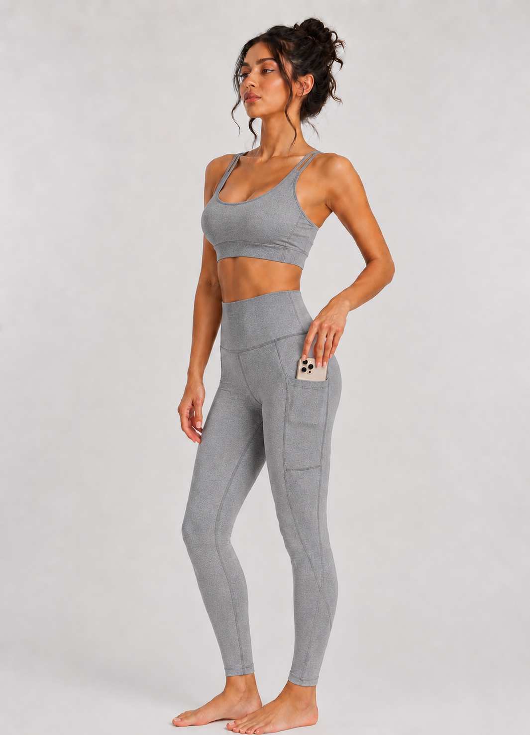 Stretch Heather Pocket Legging Made in USA
