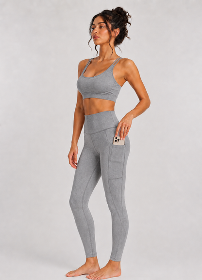 Stretch Heather Pocket Legging Made in USA