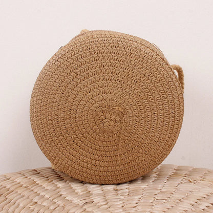 Summer Woven Straw Crossbody Bag for Women | Fashion Round Handmade Rattan Beach Small Handbag (Travel Female Shoulder Bag)