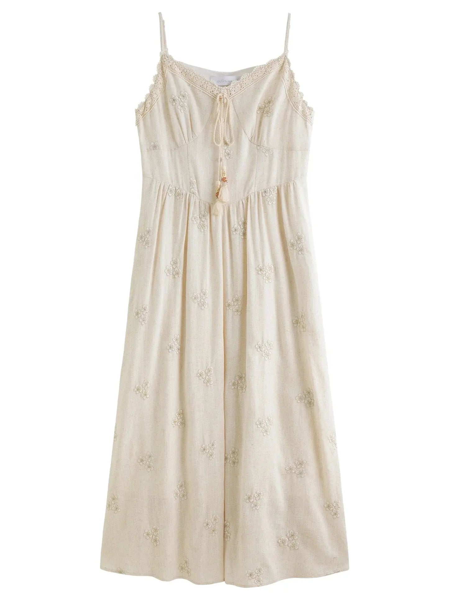 New Fashion Beige Temperament Long Dress with Lace-up Straps
