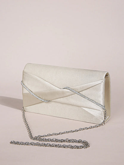 Hand Clutch Bag & Evening Clutch Bag for Women | Sparkling Crystal Rope Ruched Handbags & Glitter Envelope Purse for Party Girls