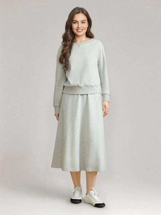 Plus Size Off-Shoulder Sweater & Skirt Set Elegant 2-Piece