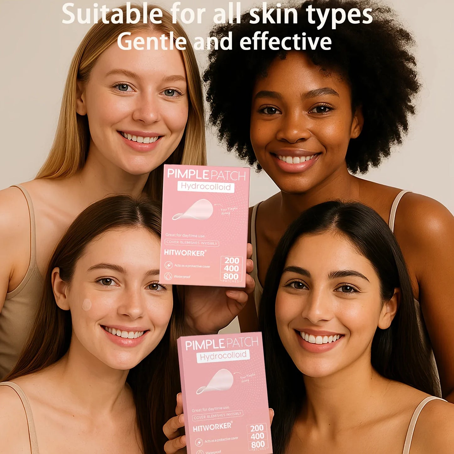 HITWORKER Hydrocolloid Acne Patches | Round Pimple Dots (200–800 pcs)