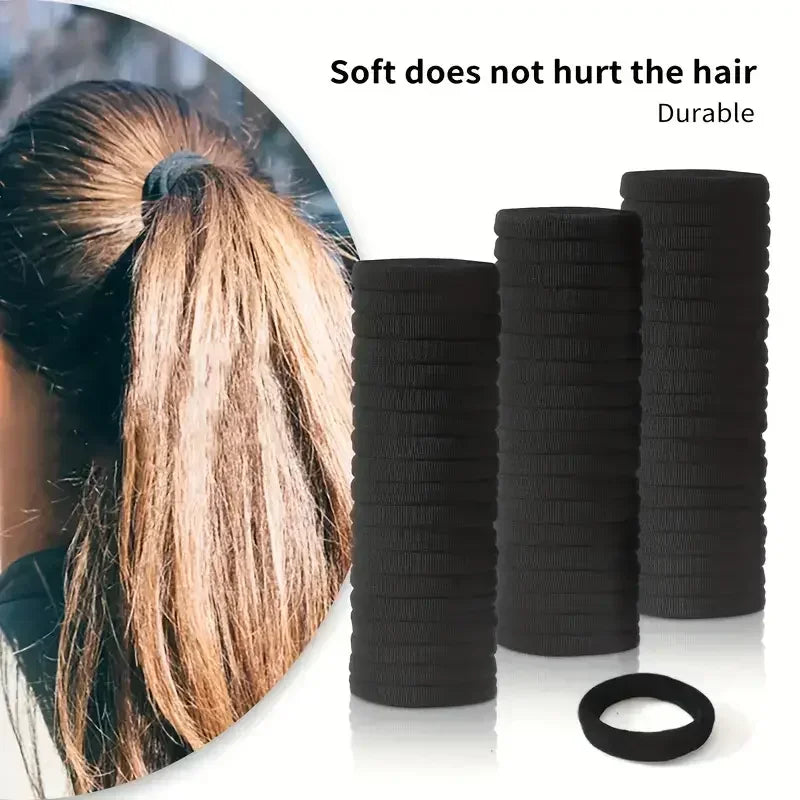 Black Hair Ties Multipack – High-Elastic Nylon Ponytail Holders