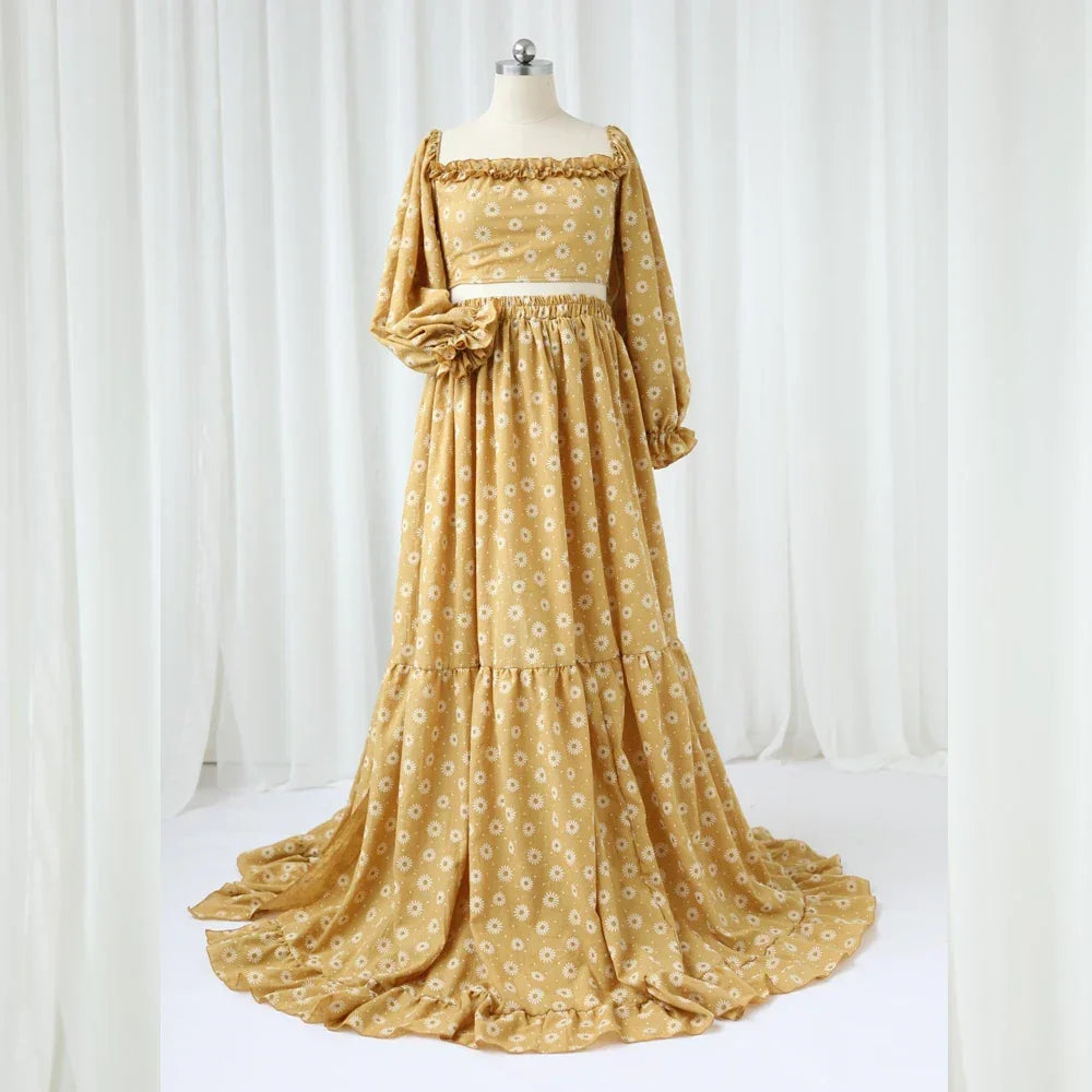 Daisy Printed Cotton Maternity Photo Shoot Gown