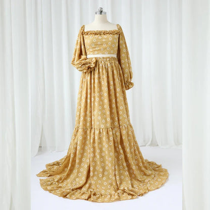 Daisy Printed Cotton Maternity Photo Shoot Gown