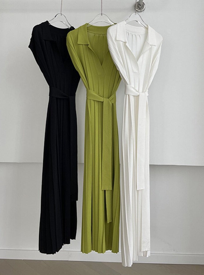 Knitted Dress Short Sleeve Loose Lace-up Female Straight Dress vestidos
