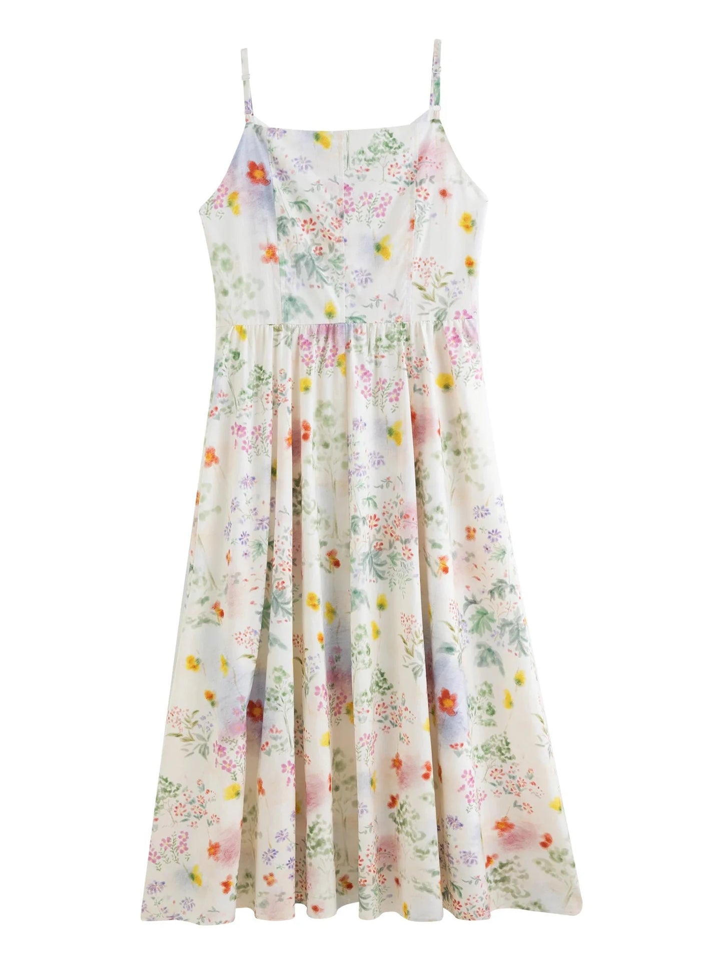 Floral Strappy Midi Dress Slimming Resort Style