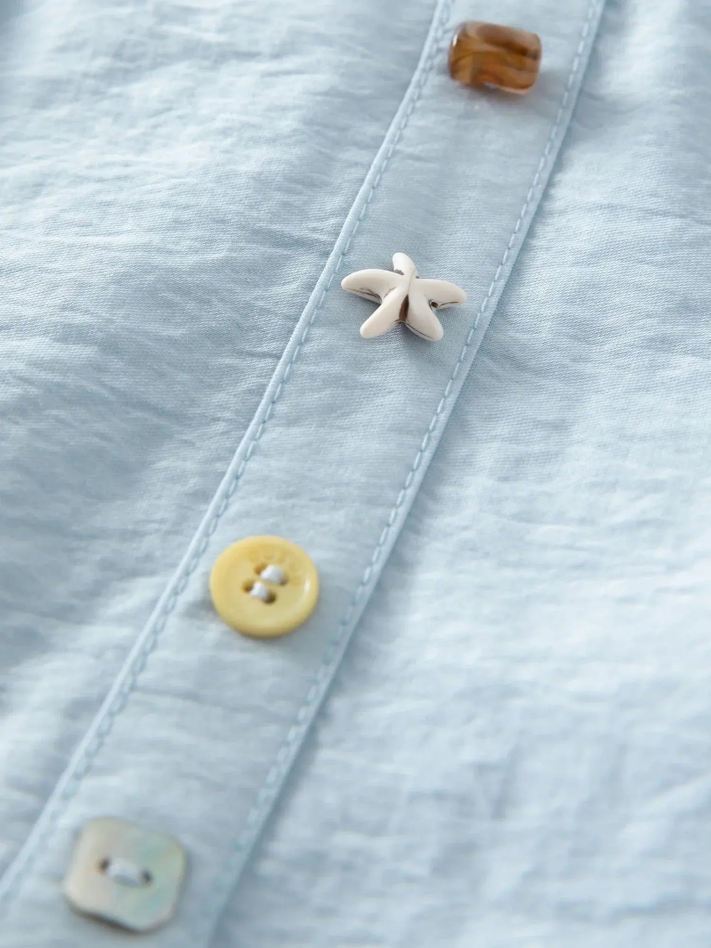 Vibrant Button-Down Style in White Sand & Sea Salt