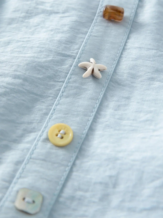 Vibrant Button-Down Style in White Sand & Sea Salt