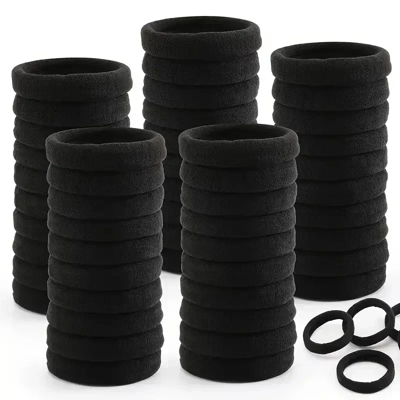 Black Hair Ties Multipack – High-Elastic Nylon Ponytail Holders