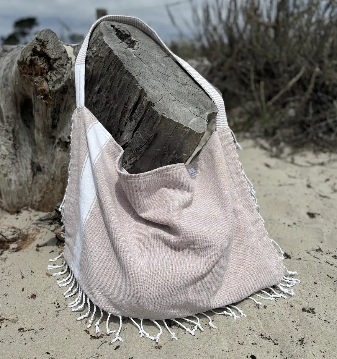 Solid 3‑in‑1 Turkish Cotton Beach Bag