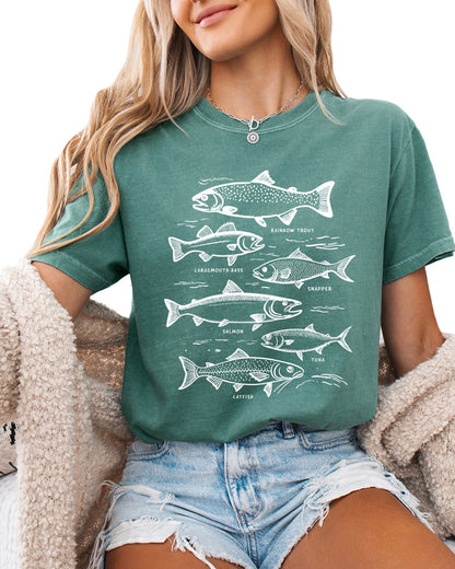 Sardines & Salmon Fish Comfort Colors T-Shirt – Nature Camping Hiking Outdoor Can Graphic Tee
