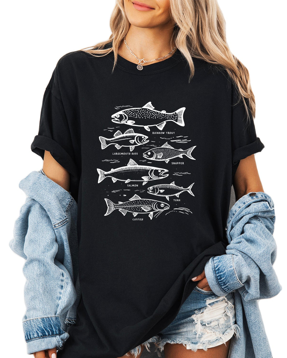 Sardines & Salmon Fish Comfort Colors T-Shirt – Nature Camping Hiking Outdoor Can Graphic Tee