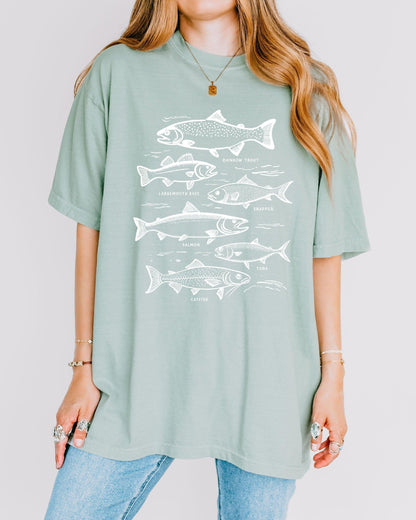 Sardines & Salmon Fish Comfort Colors T-Shirt – Nature Camping Hiking Outdoor Can Graphic Tee
